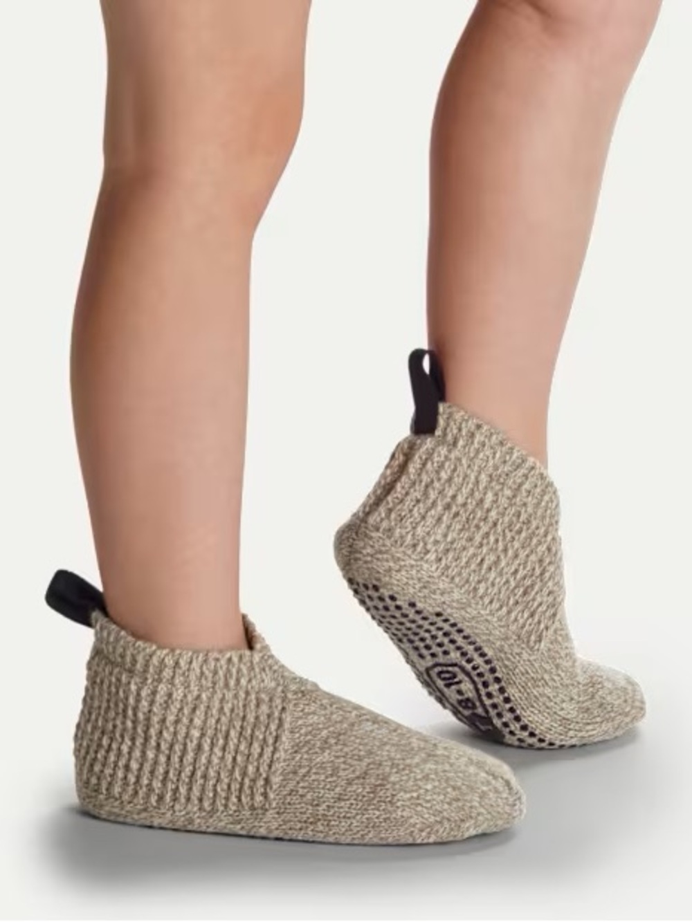 Bombas Gripper Slipper Kids Toddler Taupe Knit Non-Slip Size T5-7 Bag Included
